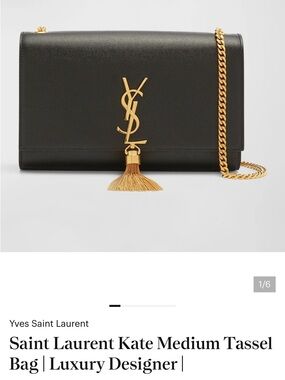 Saint Laurent Black Leather Crossbody Bag with Gold Tassel